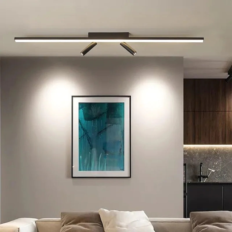 Taklampa Spotlight LED | Linjär 80 och 100 cm | Riktbara spottar | Svart metall för vardagsrum