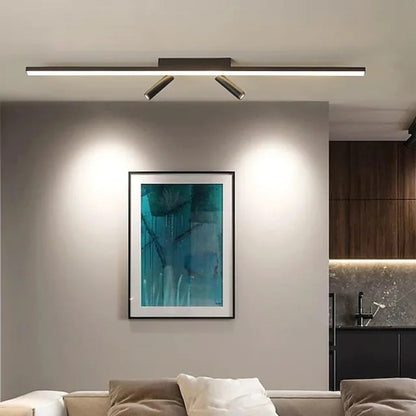 Taklampa Spotlight LED | Linjär 80 och 100 cm | Riktbara spottar | Svart metall för vardagsrum