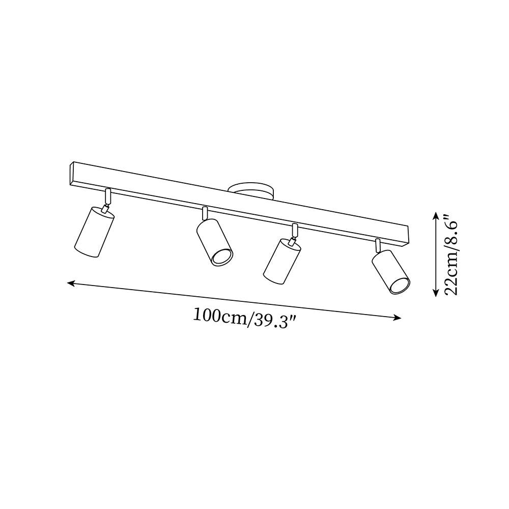 Skenbelysning i trä och metall | riktbara spotlights | 41–119 cm | naturträ eller valnöt