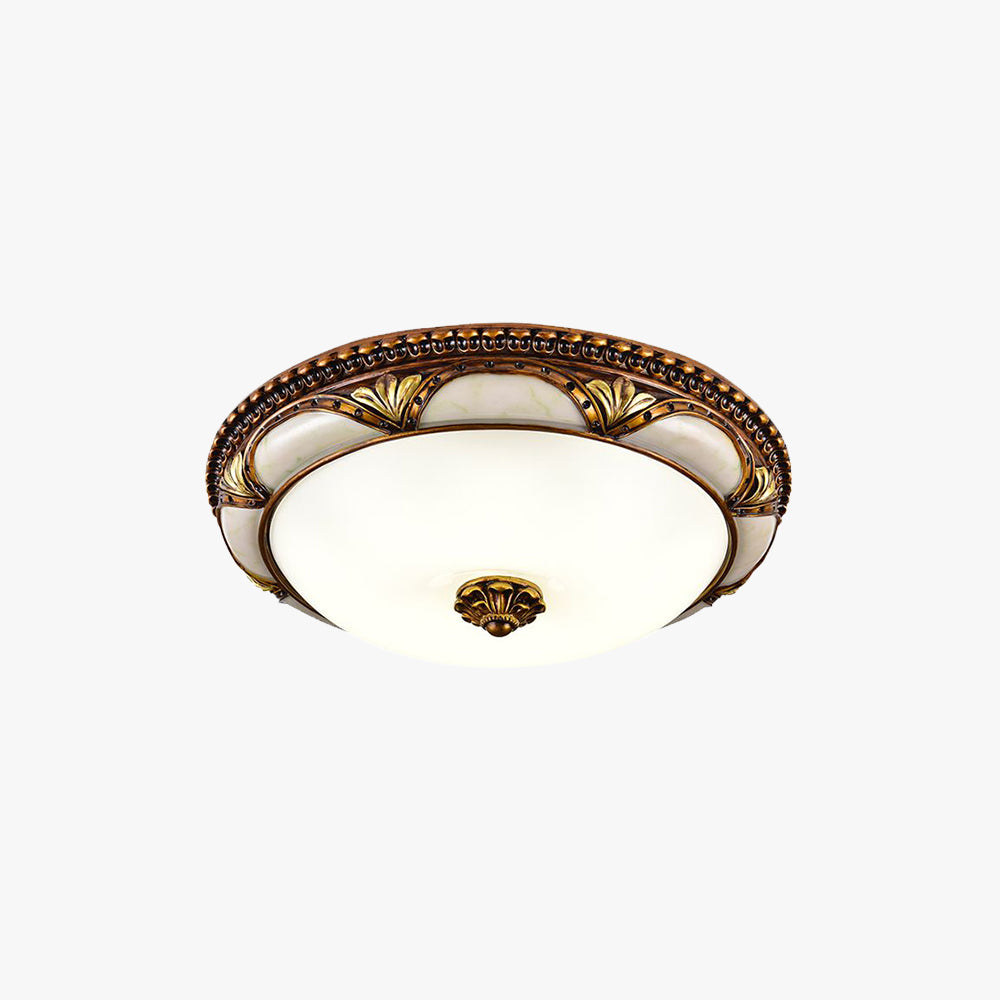 Deckenleuchte Vintage LED | Runde Blumenform aus Glas in Messingfarbe | 3 Lichtfarben | Ø 36–49 cm