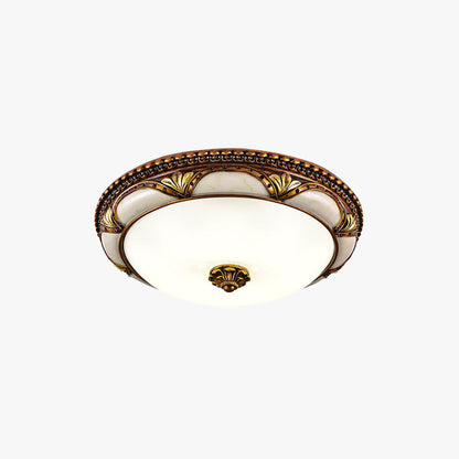 Deckenleuchte Vintage LED | Runde Blumenform aus Glas in Messingfarbe | 3 Lichtfarben | Ø 36–49 cm