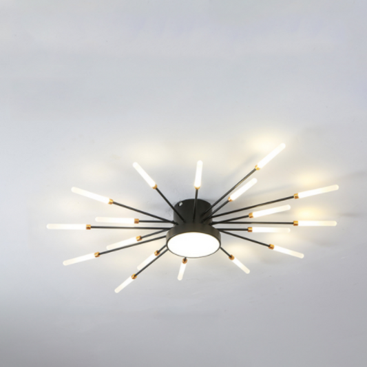 Taklampa i metall med fyrverkeridesign | LED 18–42 W | svart eller guld | dimbar version finns