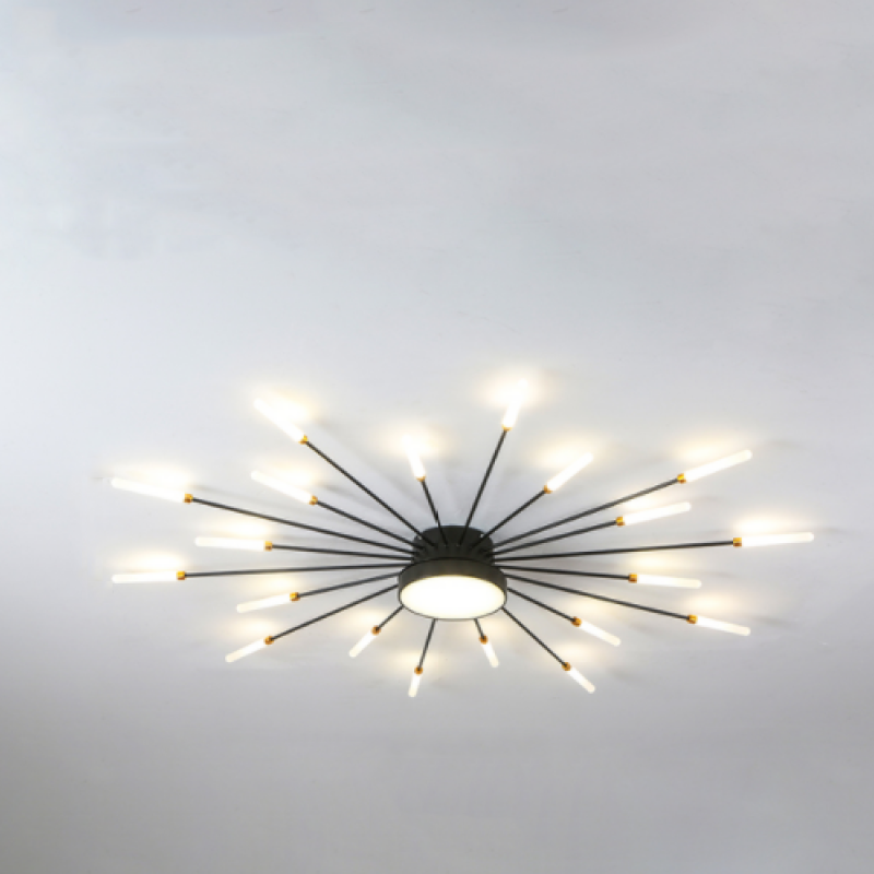 Taklampa i metall med fyrverkeridesign | LED 18–42 W | svart eller guld | dimbar version finns