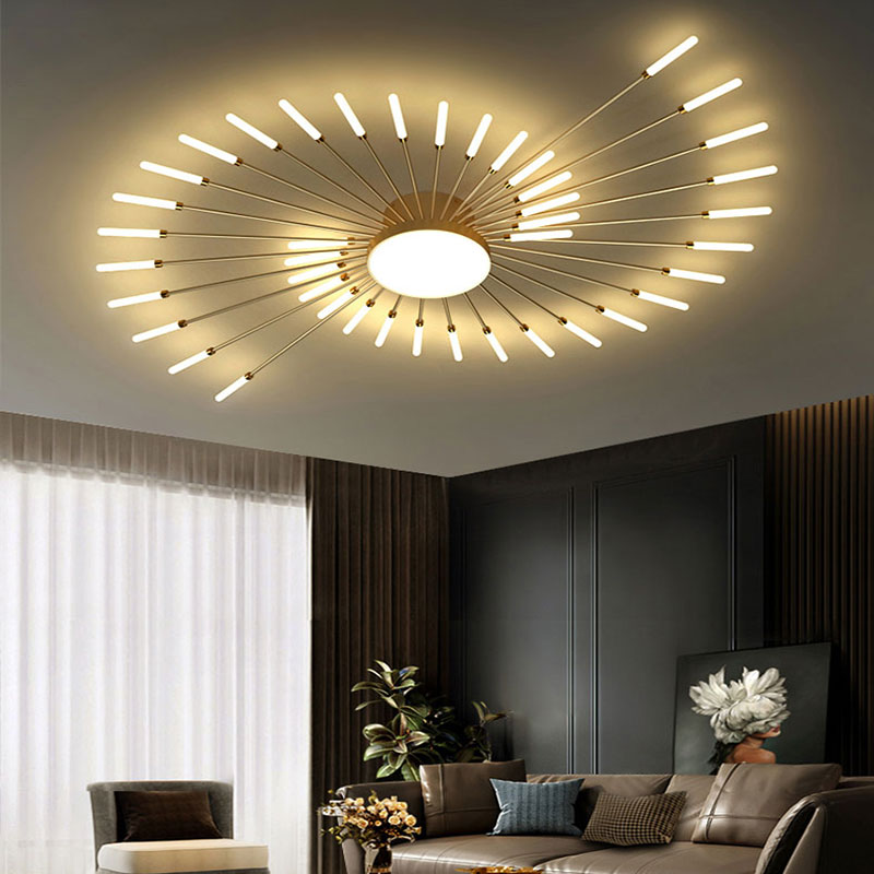 Taklampa i metall med fyrverkeridesign | LED 18–42 W | svart eller guld | dimbar version finns