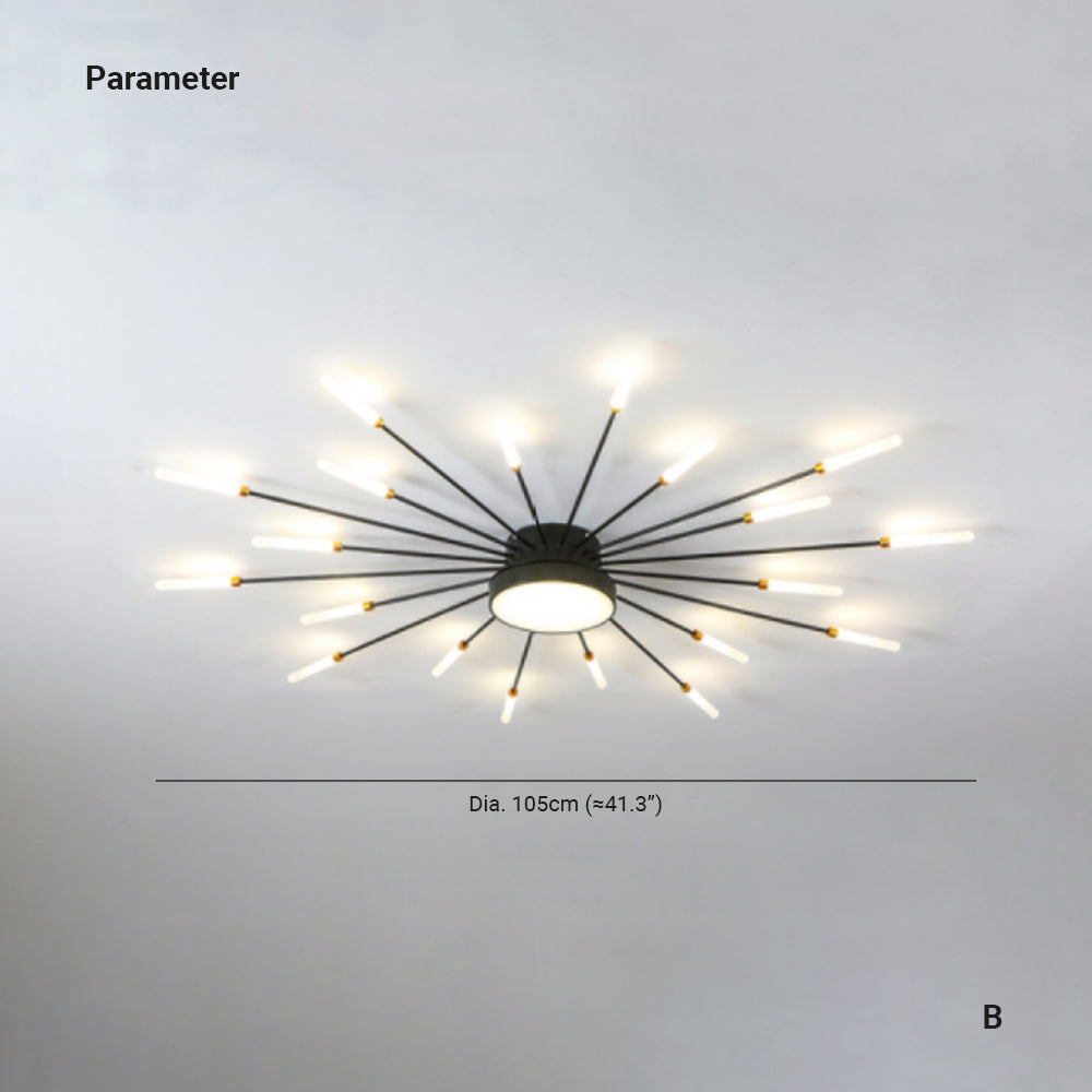 Taklampa i metall med fyrverkeridesign | LED 18–42 W | svart eller guld | dimbar version finns