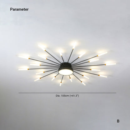 Taklampa i metall med fyrverkeridesign | LED 18–42 W | svart eller guld | dimbar version finns