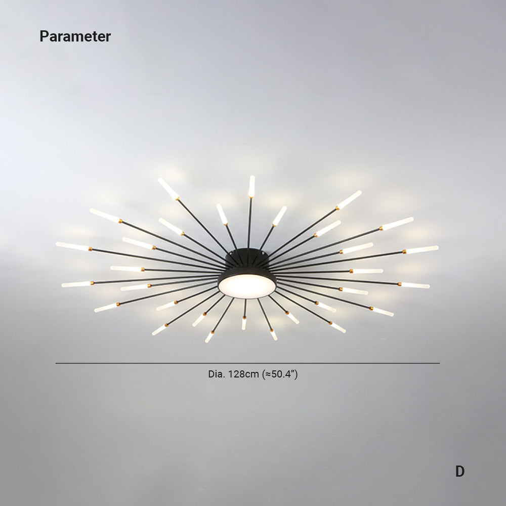 Taklampa i metall med fyrverkeridesign | LED 18–42 W | svart eller guld | dimbar version finns