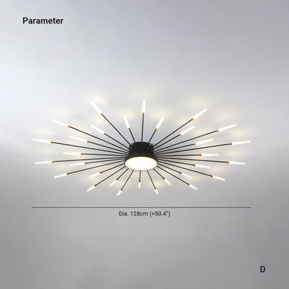 Taklampa i metall med fyrverkeridesign | LED 18–42 W | svart eller guld | dimbar version finns