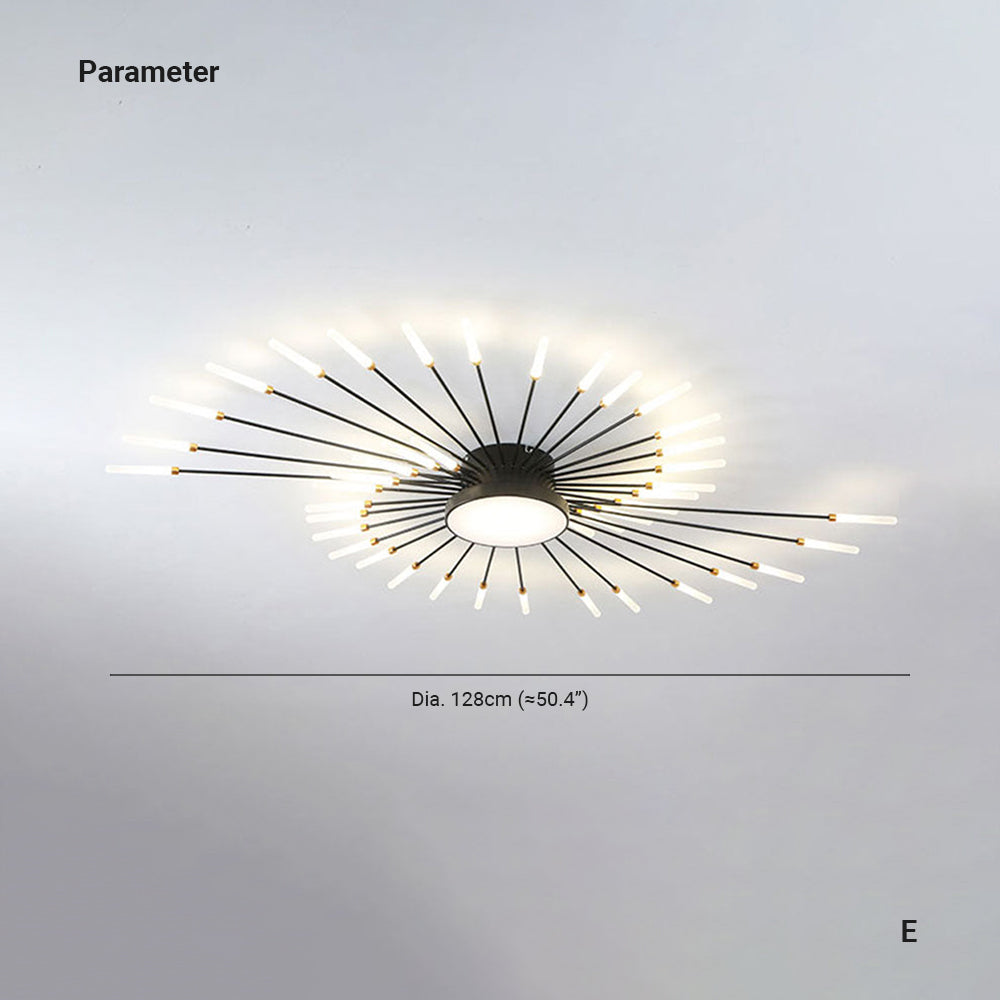Taklampa i metall med fyrverkeridesign | LED 18–42 W | svart eller guld | dimbar version finns