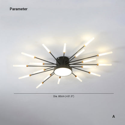 Taklampa i metall med fyrverkeridesign | LED 18–42 W | svart eller guld | dimbar version finns