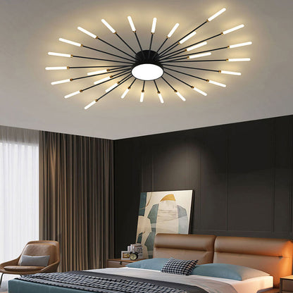 Taklampa i metall med fyrverkeridesign | LED 18–42 W | svart eller guld | dimbar version finns