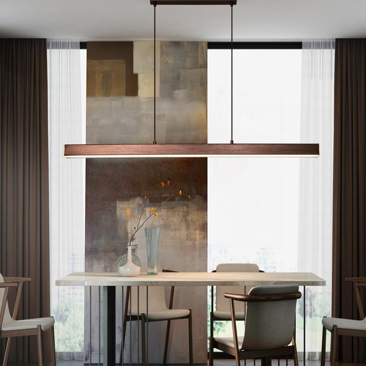 Pendellampa Matbord | Linjär LED i Svart eller Kopparbrun | Dimbar Version | 80–150 cm