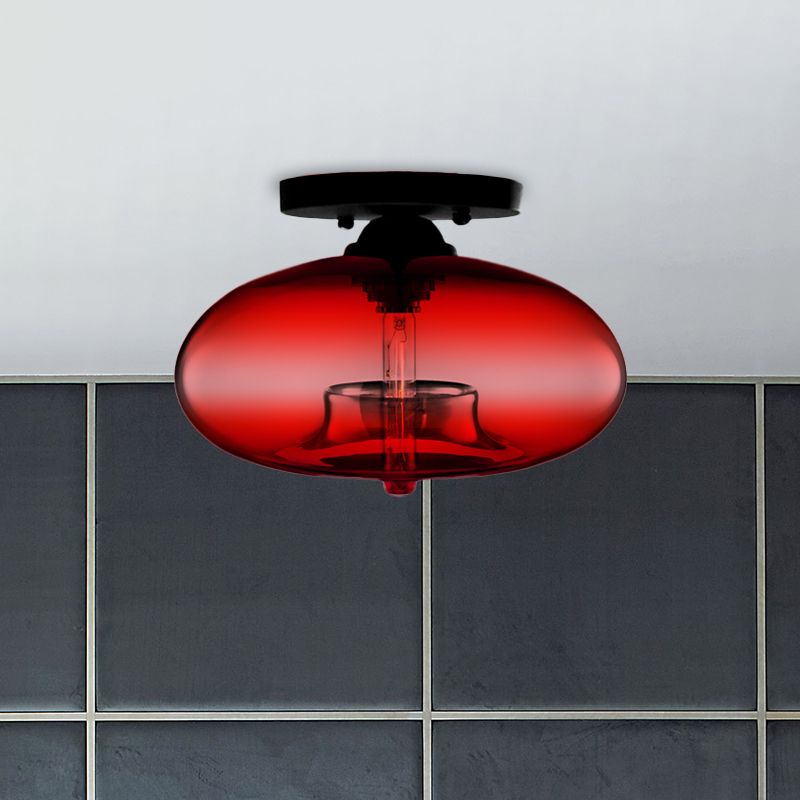 Taklampa glob i tonat glas | industriell art déco | fem färger | för vardagsrum och sovrum