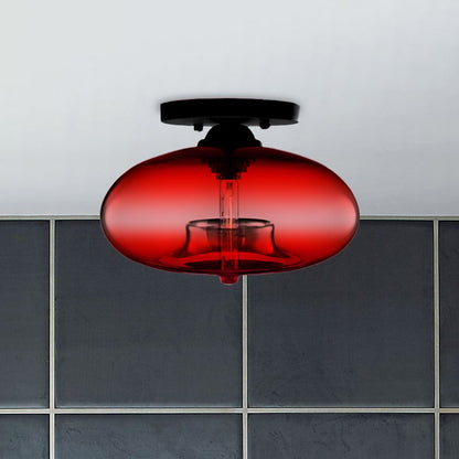 Taklampa glob i tonat glas | industriell art déco | fem färger | för vardagsrum och sovrum