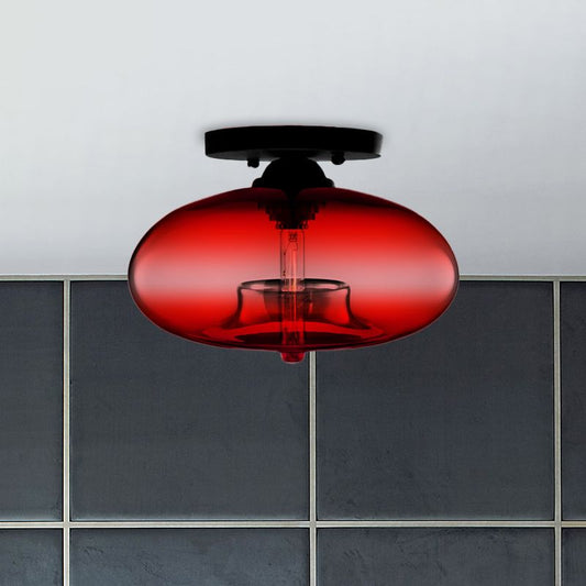 Taklampa glob i tonat glas | industriell art déco | fem färger | för vardagsrum och sovrum