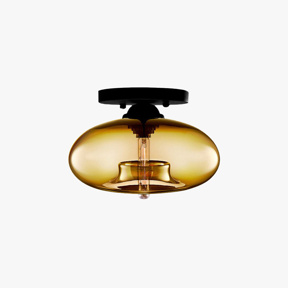Taklampa glob i tonat glas | industriell art déco | fem färger | för vardagsrum och sovrum