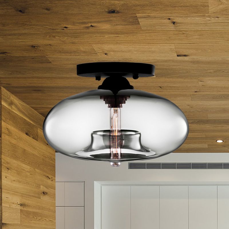 Taklampa glob i tonat glas | industriell art déco | fem färger | för vardagsrum och sovrum