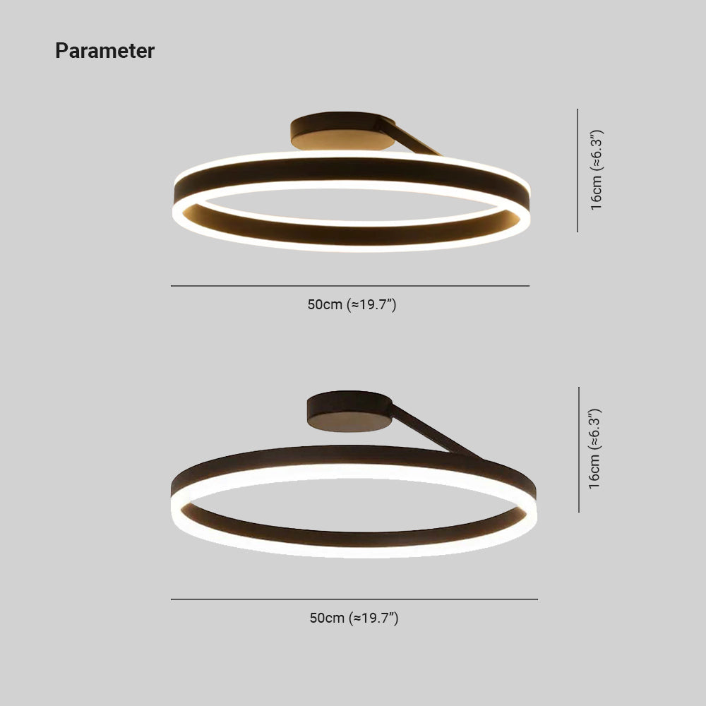 Taklampa LED ring | dimbar med fjärrkontroll | svart eller vit metall | för vardagsrum