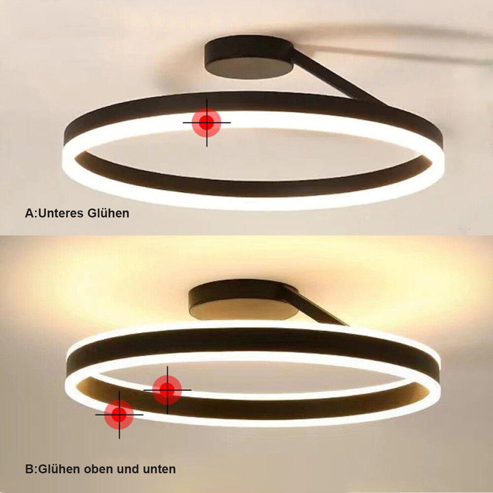 Taklampa LED ring | dimbar med fjärrkontroll | svart eller vit metall | för vardagsrum