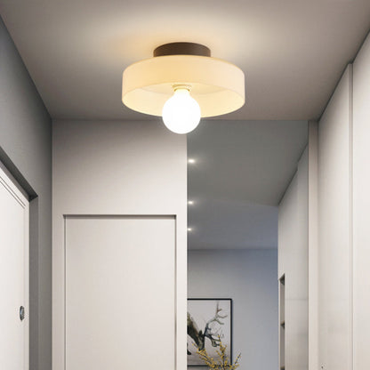 Taklampa i Glas och Metall | Trumformad Plafond i Vit, Grön, Orange eller Gulgrön | Ø 24,9 eller 34,8 cm