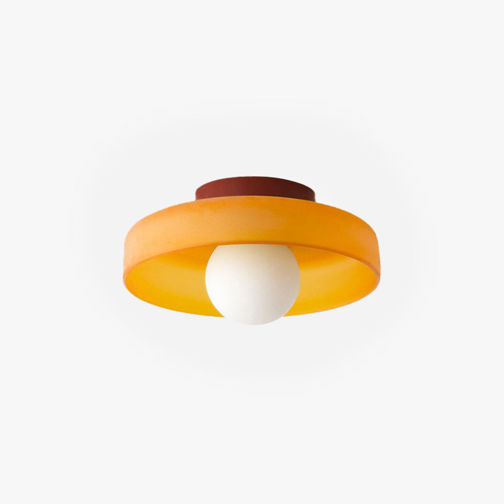 Taklampa i Glas och Metall | Trumformad Plafond i Vit, Grön, Orange eller Gulgrön | Ø 24,9 eller 34,8 cm