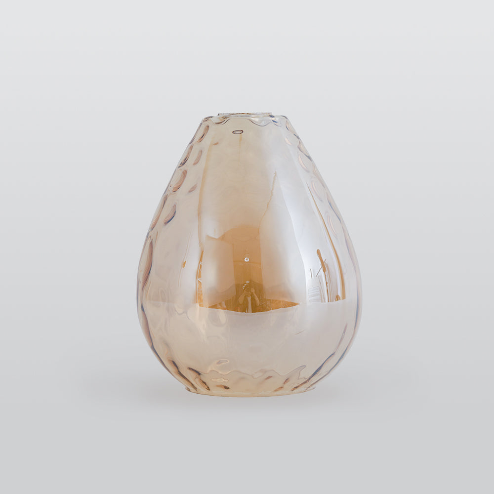 Pendellampa Vintage i Glas och Trä | Droppform | Klar, Bärnsten eller Rökgrå Glas | Två Storlekar