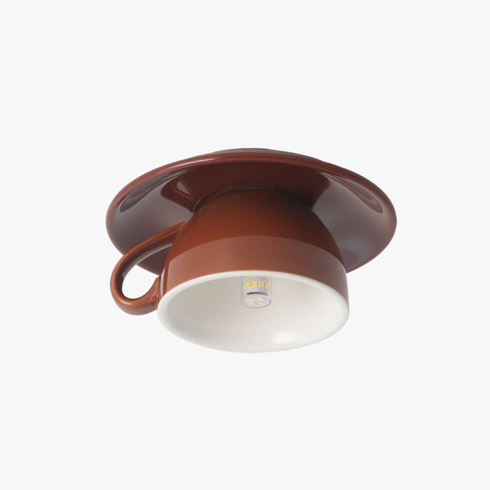 Deckenleuchte Keramik | Kaffeetassenform in 12 Farben | Aufbauleuchte mit LED | Wohnzimmer und Schlafzimmer