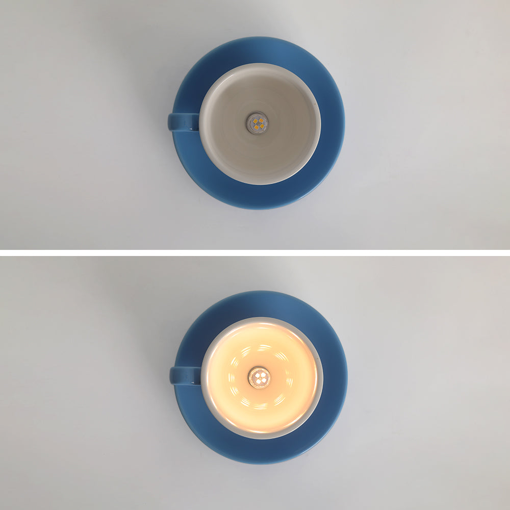 Deckenleuchte Keramik | Kaffeetassenform in 12 Farben | Aufbauleuchte mit LED | Wohnzimmer und Schlafzimmer