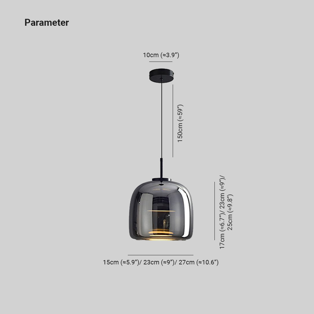 Pendelleuchte aus rauchgrauem Glas | Minimalistisches Design | 1 oder 3 Leuchten | Warmweiß, Weiß oder Dimmbar LED