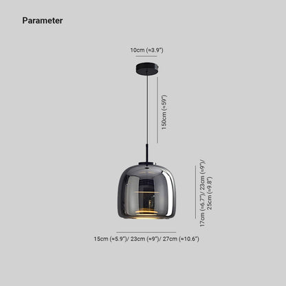 Pendelleuchte aus rauchgrauem Glas | Minimalistisches Design | 1 oder 3 Leuchten | Warmweiß, Weiß oder Dimmbar LED