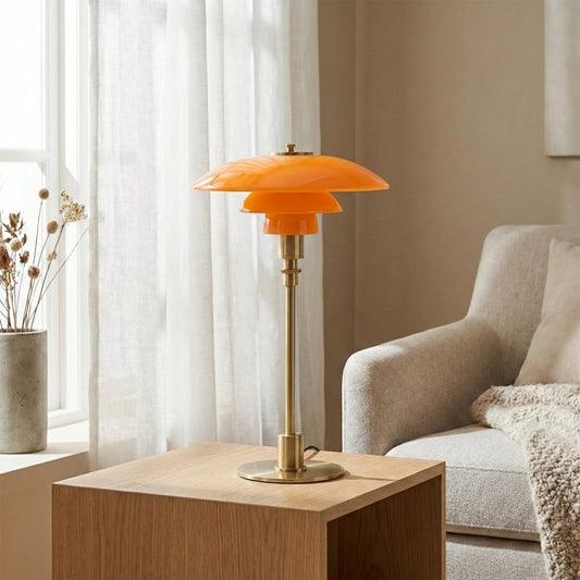 Bordslampa i Glas & Metall | Tre Skärmar | Dansk Designinspiration