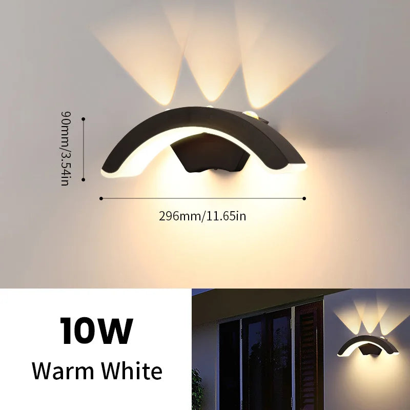 Utomhusvägglampa LED Svart | Vattentät IP66 Fasadbelysning | Varmvitt Ljus 10W