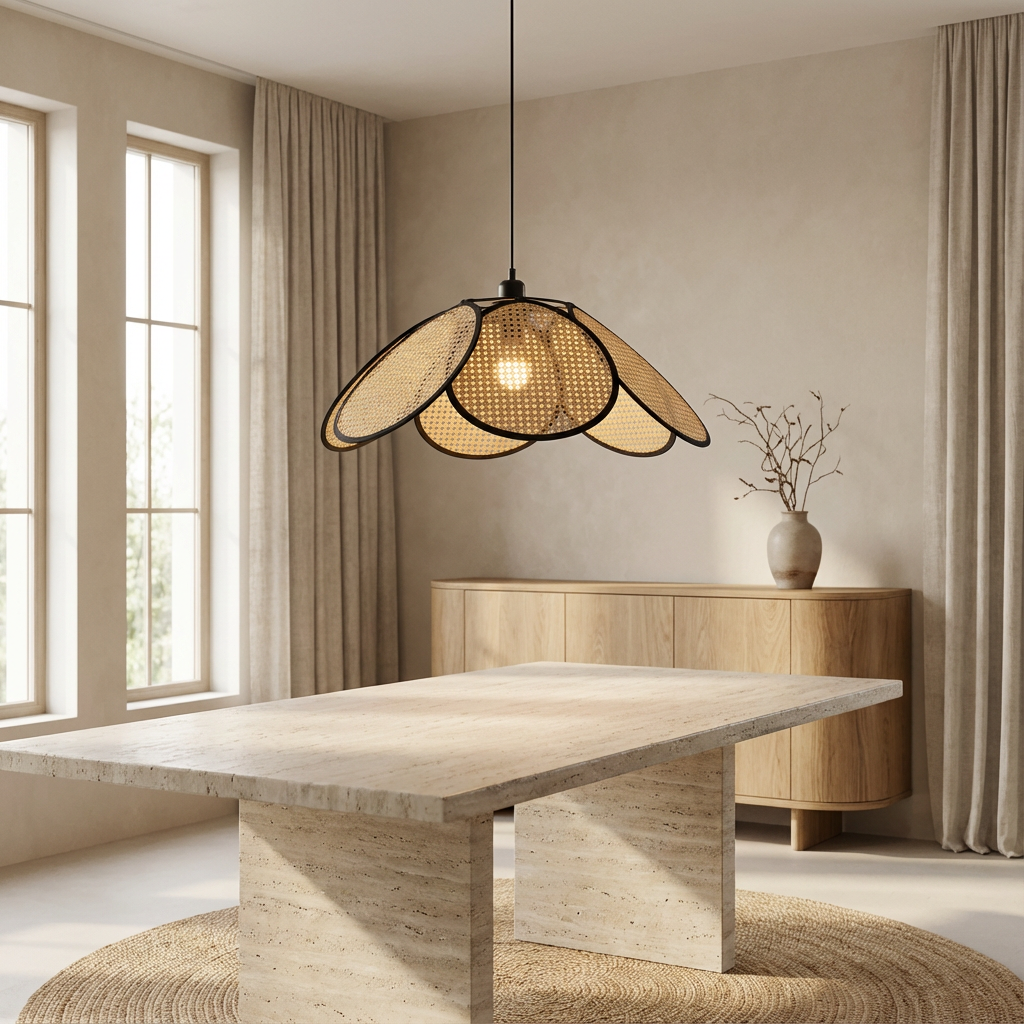 Calima | Elegant Bohemisk Taklampa i Rattan för Vardagsrum och Kök 0