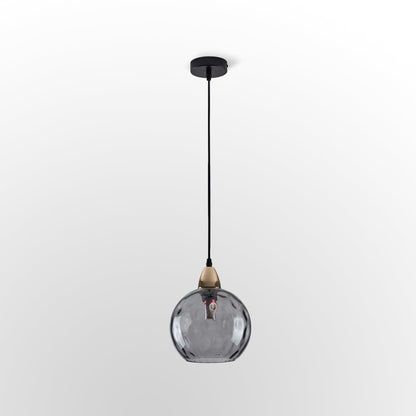 Pendelleuchte Glaskugel | Glas mit Wasserwellen in 10 Farben | Deckenabdeckung in Schwarz oder Gold | Wohnzimmer