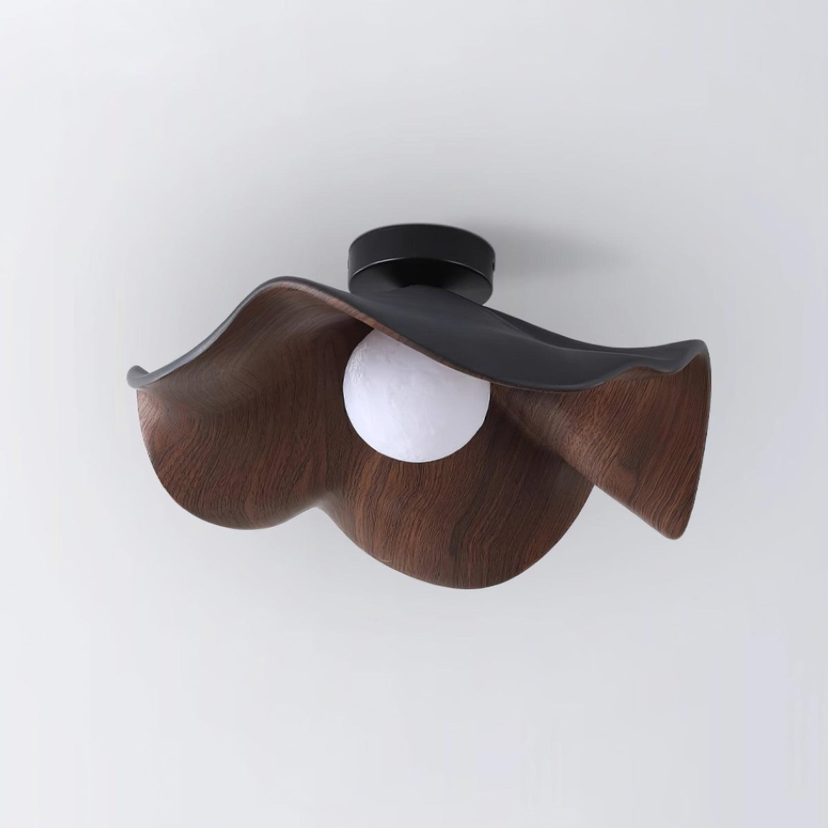 Deckenleuchte aus Metall und Kunstharz | Weiß und Holzfarbe oder Schwarz und Walnussfarbe | G9 | Ø 28–40 cm