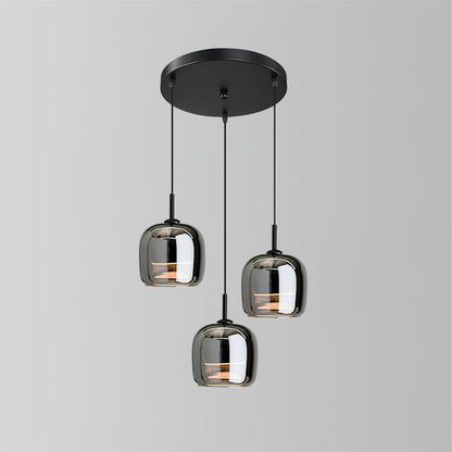 Pendelleuchte aus rauchgrauem Glas | Minimalistisches Design | 1 oder 3 Leuchten | Warmweiß, Weiß oder Dimmbar LED