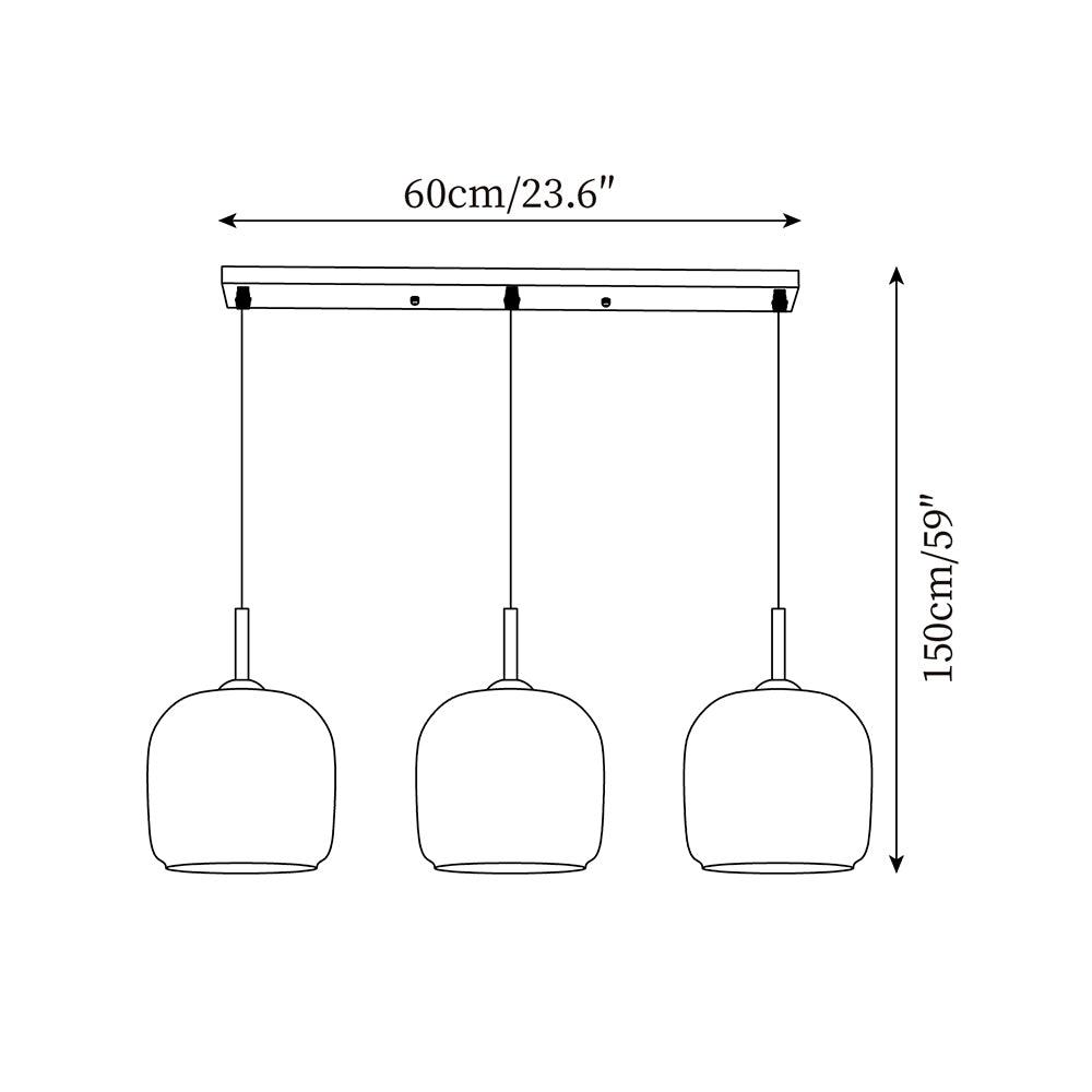 Pendelleuchte aus rauchgrauem Glas | Minimalistisches Design | 1 oder 3 Leuchten | Warmweiß, Weiß oder Dimmbar LED