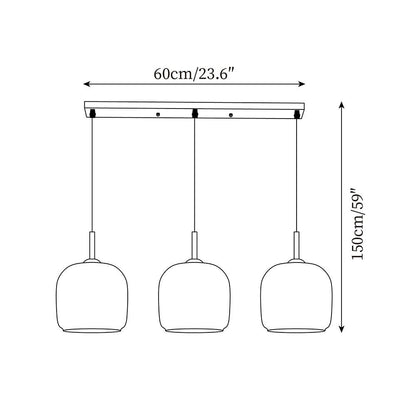 Pendelleuchte aus rauchgrauem Glas | Minimalistisches Design | 1 oder 3 Leuchten | Warmweiß, Weiß oder Dimmbar LED