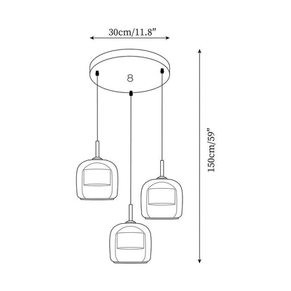Pendelleuchte aus rauchgrauem Glas | Minimalistisches Design | 1 oder 3 Leuchten | Warmweiß, Weiß oder Dimmbar LED
