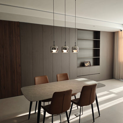 Pendelleuchte aus rauchgrauem Glas | Minimalistisches Design | 1 oder 3 Leuchten | Warmweiß, Weiß oder Dimmbar LED