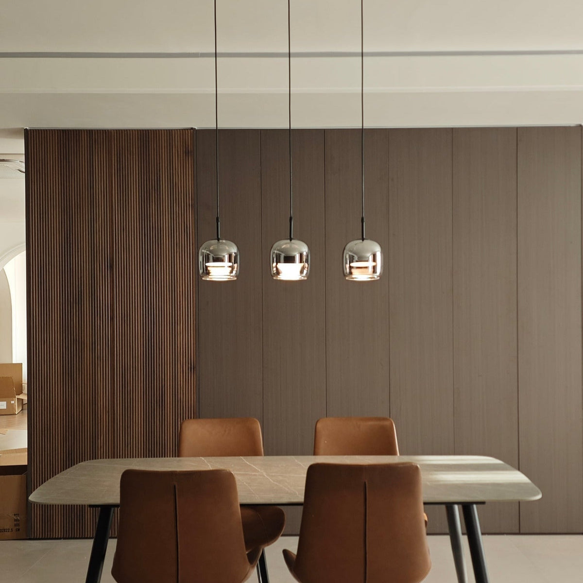 Pendelleuchte aus rauchgrauem Glas | Minimalistisches Design | 1 oder 3 Leuchten | Warmweiß, Weiß oder Dimmbar LED