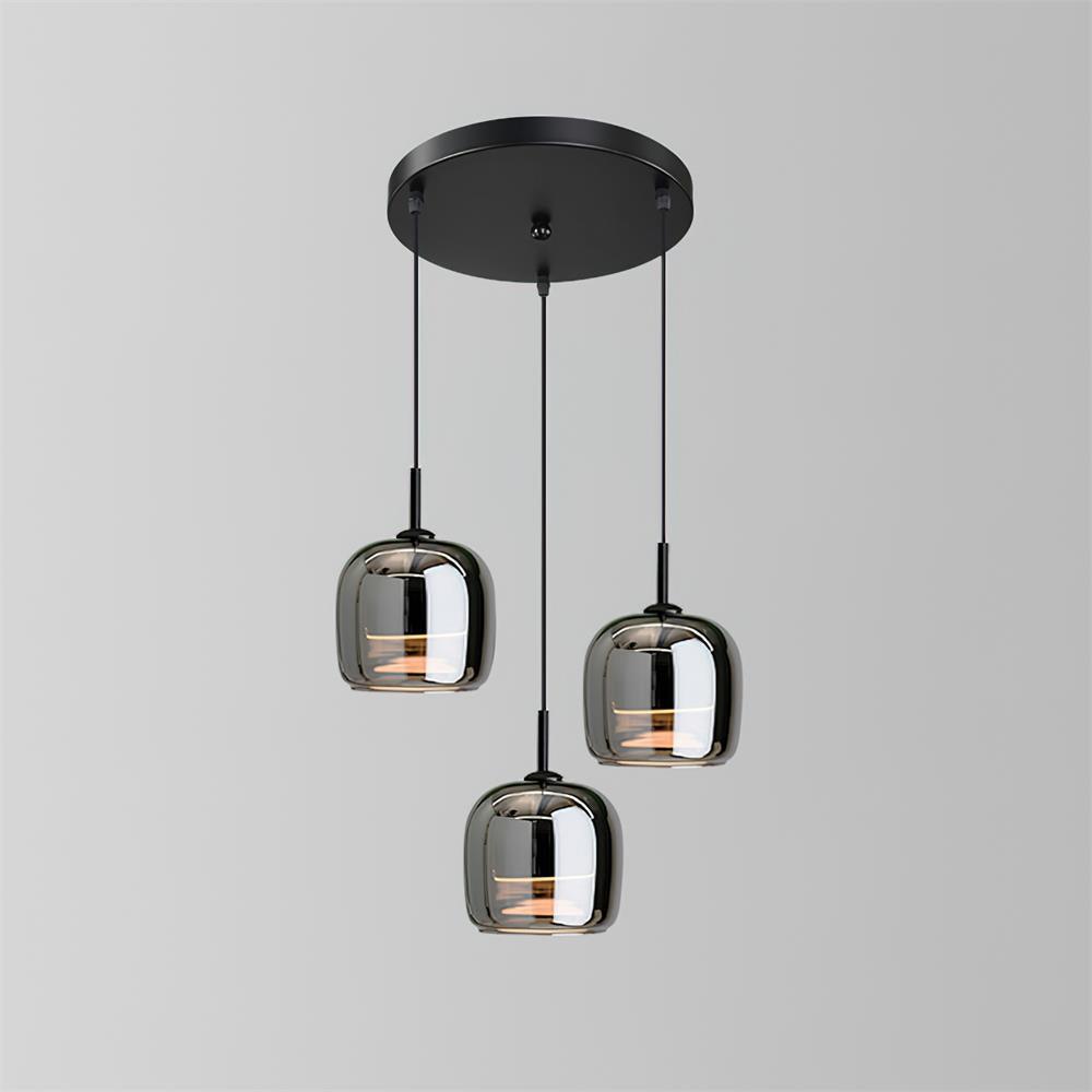 Pendelleuchte aus rauchgrauem Glas | Minimalistisches Design | 1 oder 3 Leuchten | Warmweiß, Weiß oder Dimmbar LED