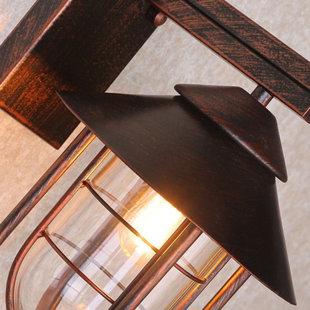 Außenwandleuchte Laterne im Vintage-Stil | Schwarzes Metall und Glas | IP65 | LED-Lampe Inklusive