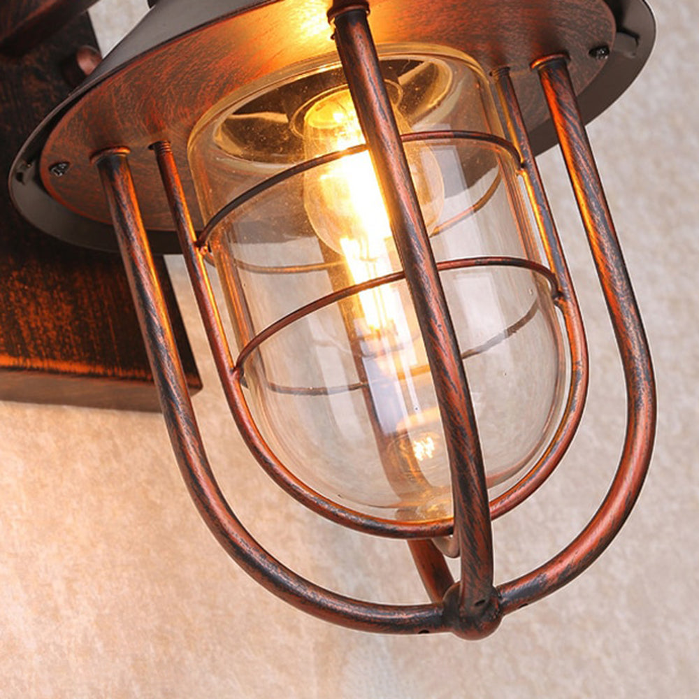 Außenwandleuchte Laterne im Vintage-Stil | Schwarzes Metall und Glas | IP65 | LED-Lampe Inklusive