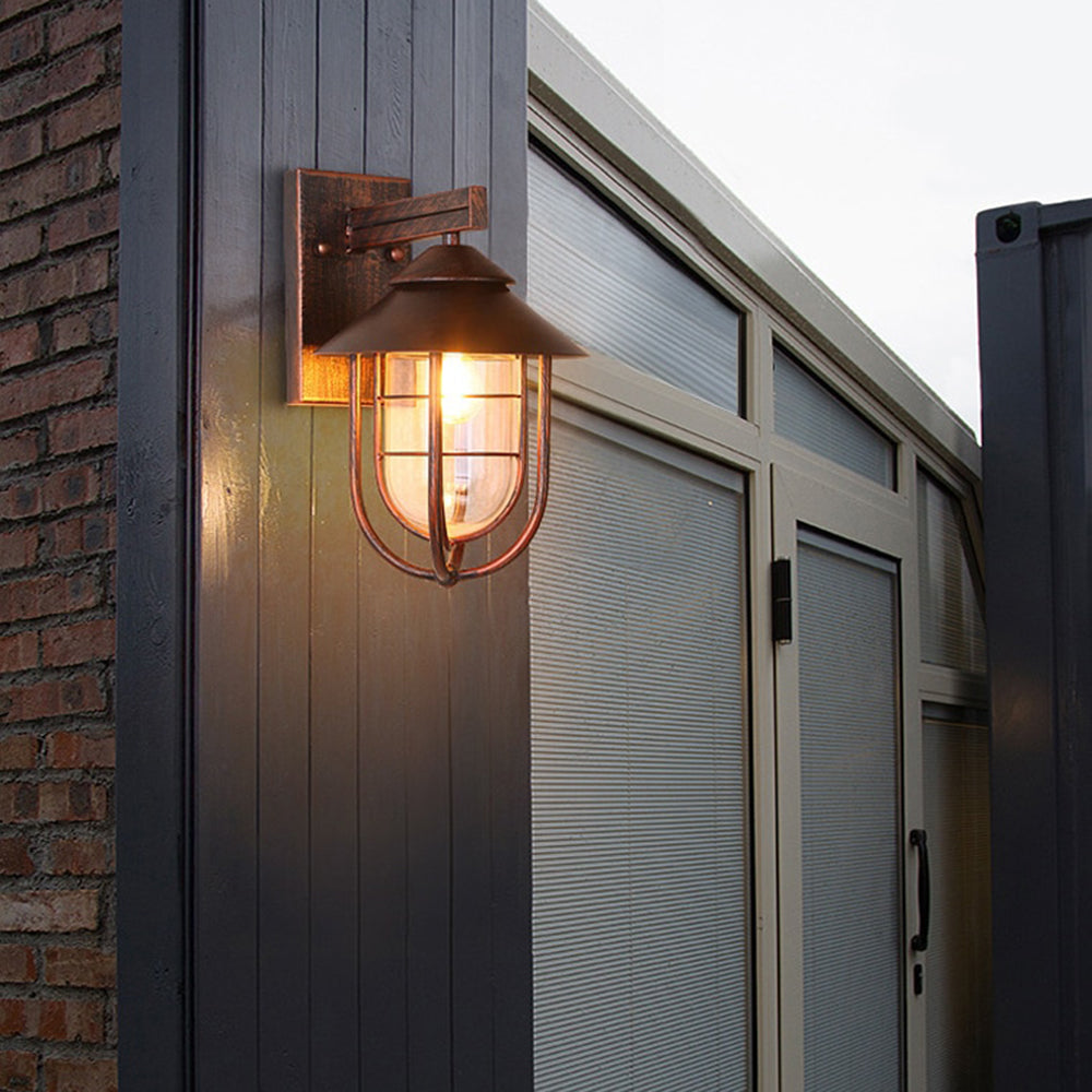 Außenwandleuchte Laterne im Vintage-Stil | Schwarzes Metall und Glas | IP65 | LED-Lampe Inklusive