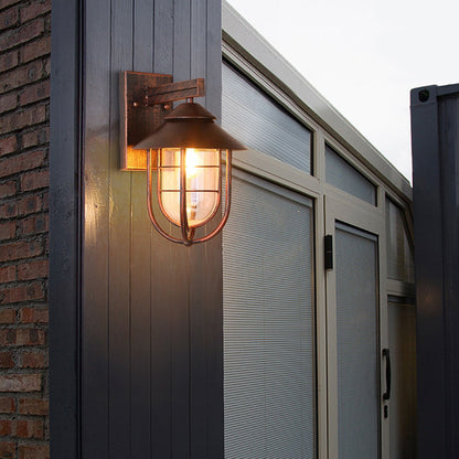 Außenwandleuchte Laterne im Vintage-Stil | Schwarzes Metall und Glas | IP65 | LED-Lampe Inklusive
