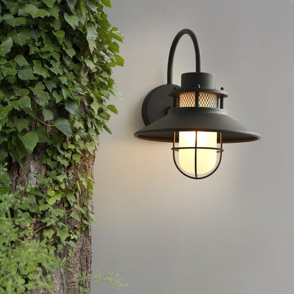 Utomhusvägglampa Industriell Svart | Gallerdesign Metall | E27 Vägglykta | IP44 Vattentålig