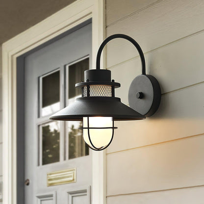 Utomhusvägglampa Industriell Svart | Gallerdesign Metall | E27 Vägglykta | IP44 Vattentålig