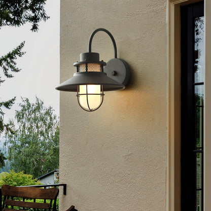 Utomhusvägglampa Industriell Svart | Gallerdesign Metall | E27 Vägglykta | IP44 Vattentålig