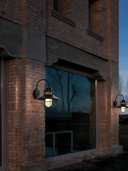 Utomhusvägglampa Industriell Svart | Gallerdesign Metall | E27 Vägglykta | IP44 Vattentålig